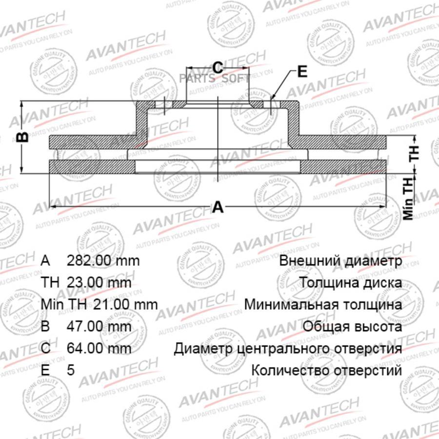 

AVANTECH Диск тормозной BR0302S 45251-SDC-A00 Avantech