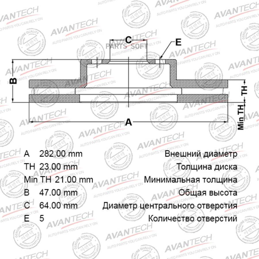 AVANTECH Диск тормозной BR0302S 45251-SDC-A00 Avantech