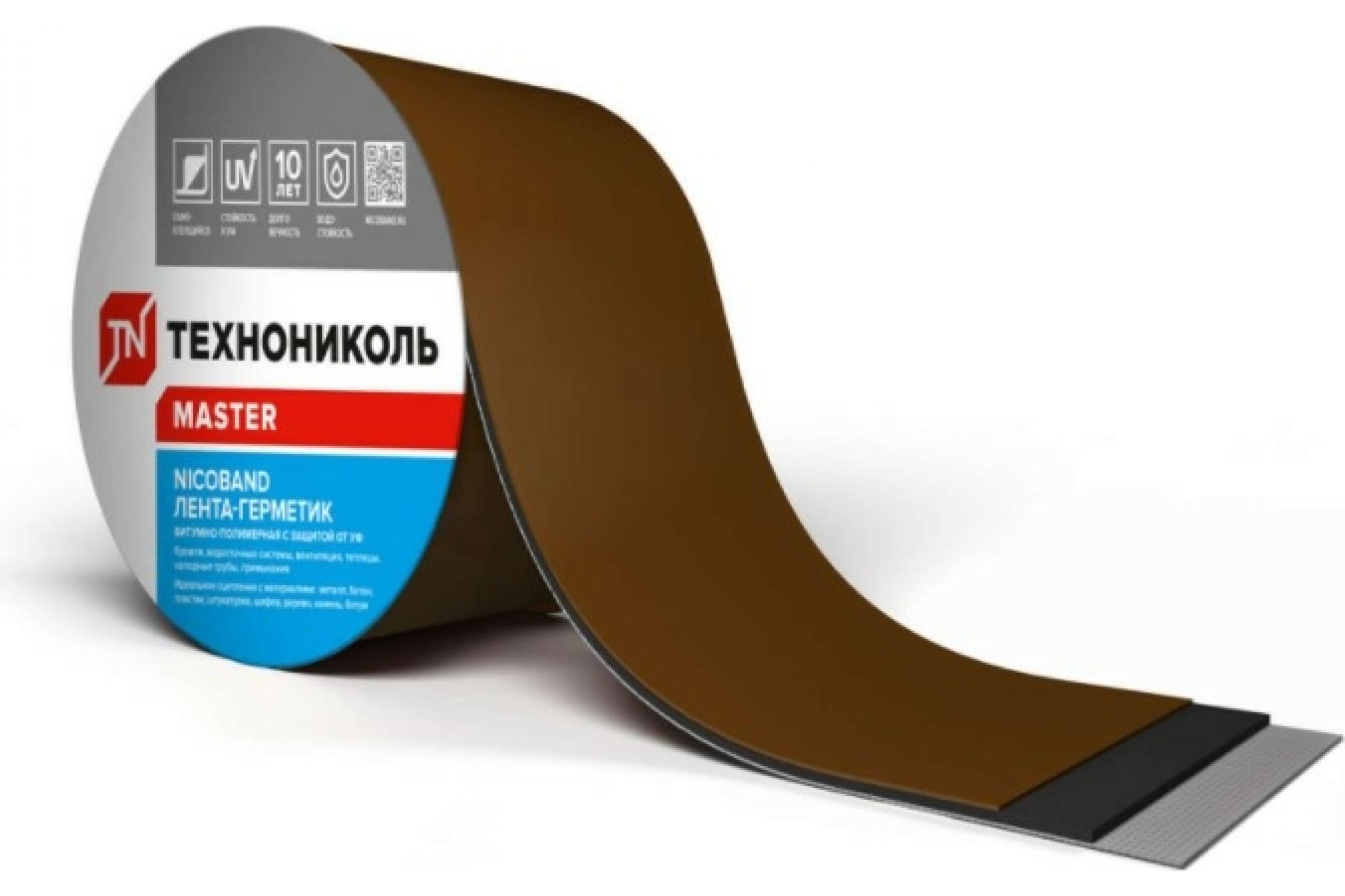 фото Технониколь лента гидроизоляционная nicoband коричневый 10м х 10см гп цб770876