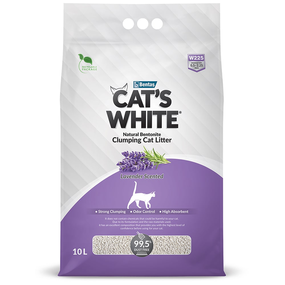 фото Наполнитель комкующийся cat's white lavender с нежным ароматом лаванды, 10л