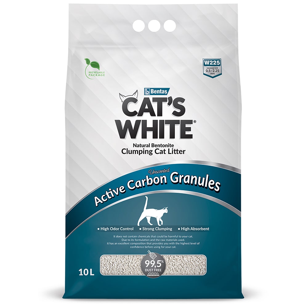 фото Наполнитель комкующийся cat's white active carbon granules с активированным углём, 10л