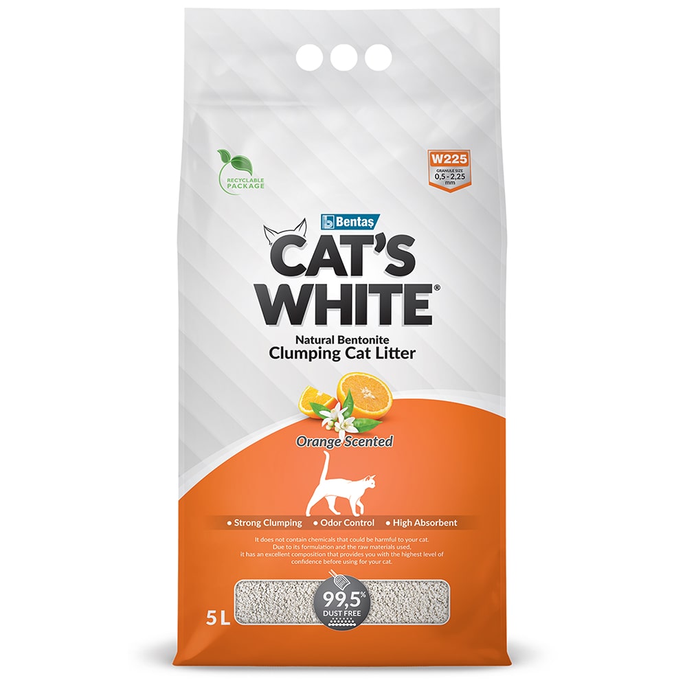 фото Наполнитель комкующийся cat's white orange с ароматом апельсина, 5л