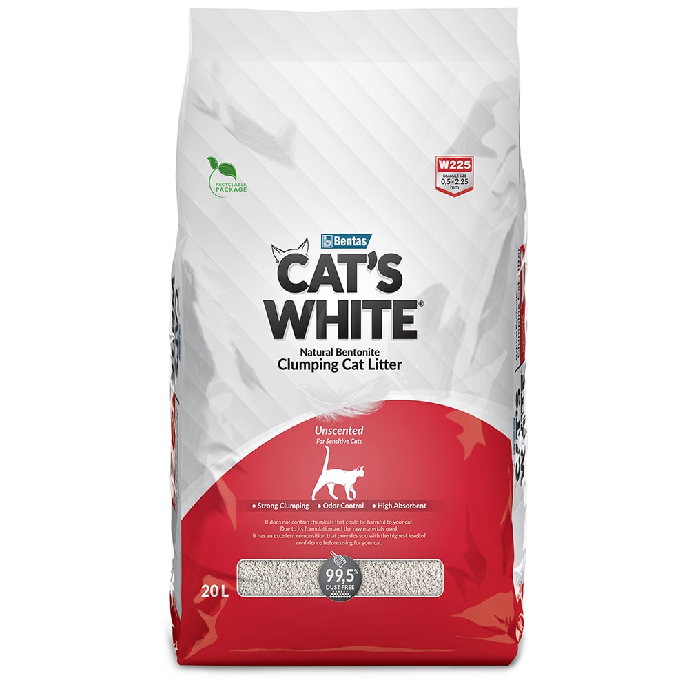 Наполнитель комкующийся Cat's White Natural натуральный без ароматизатора, 20л