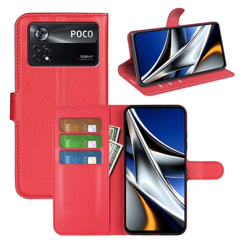 

Чехол-книжка PRESTIGE с функцией подставки для Poco X4 Pro 5G (красный)