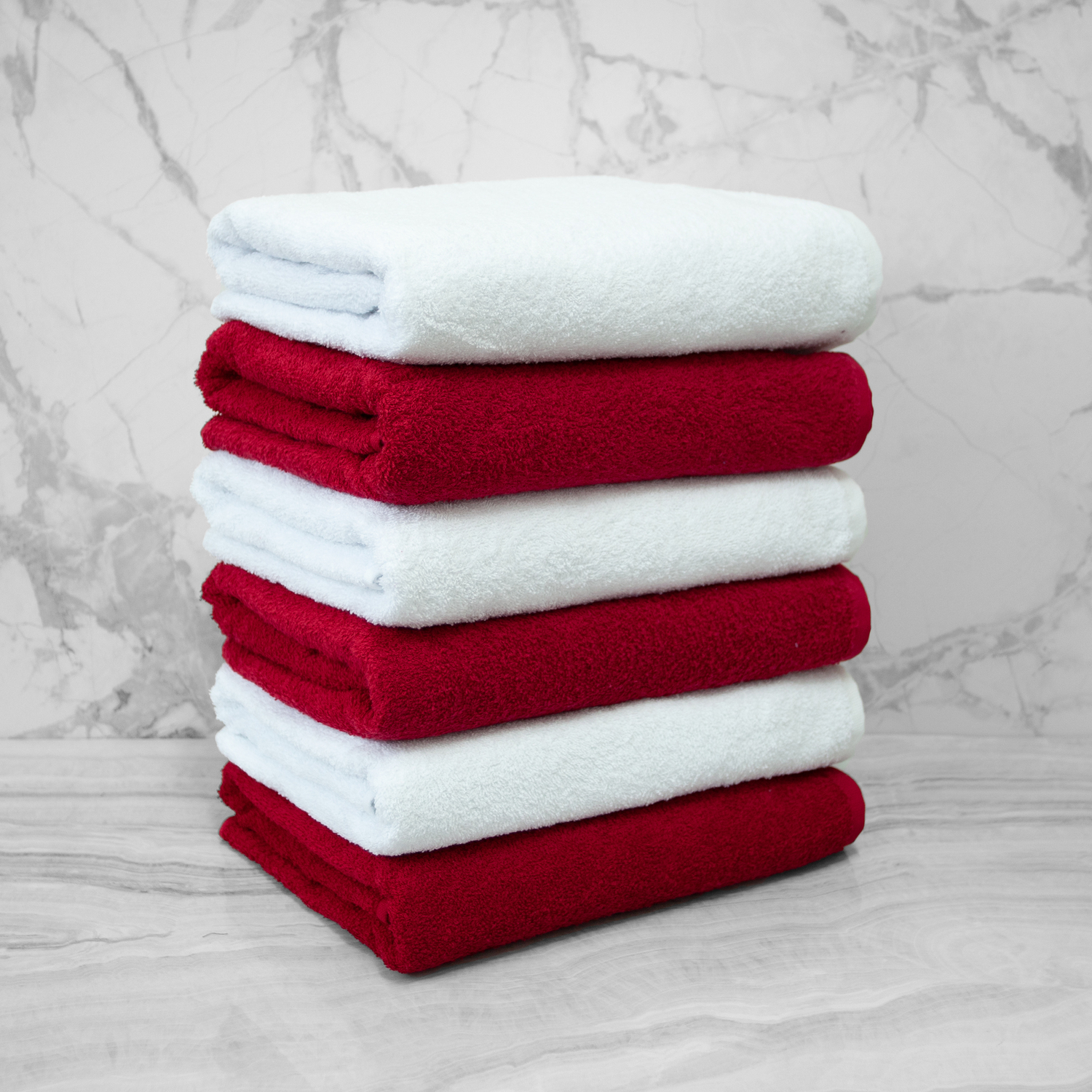 фото Набор из 6 полотенец eleganta venera цвет: белый, бордовый  (50х80 см - 6 шт)