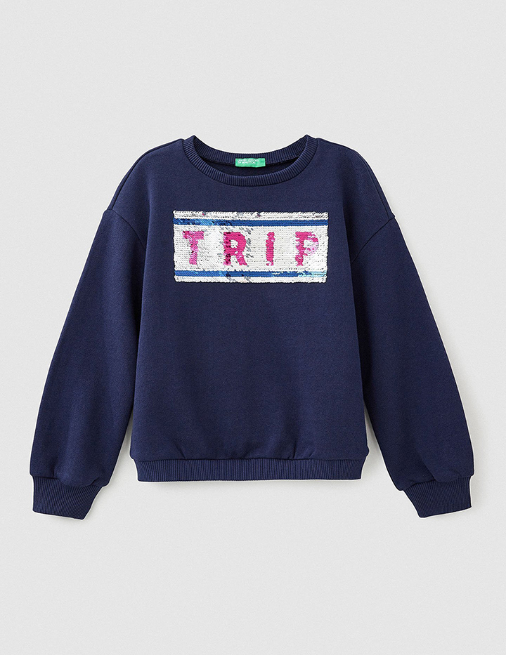 

Свитшот для девочек Benetton цв. синий р.170, 21A_3J68C15BE