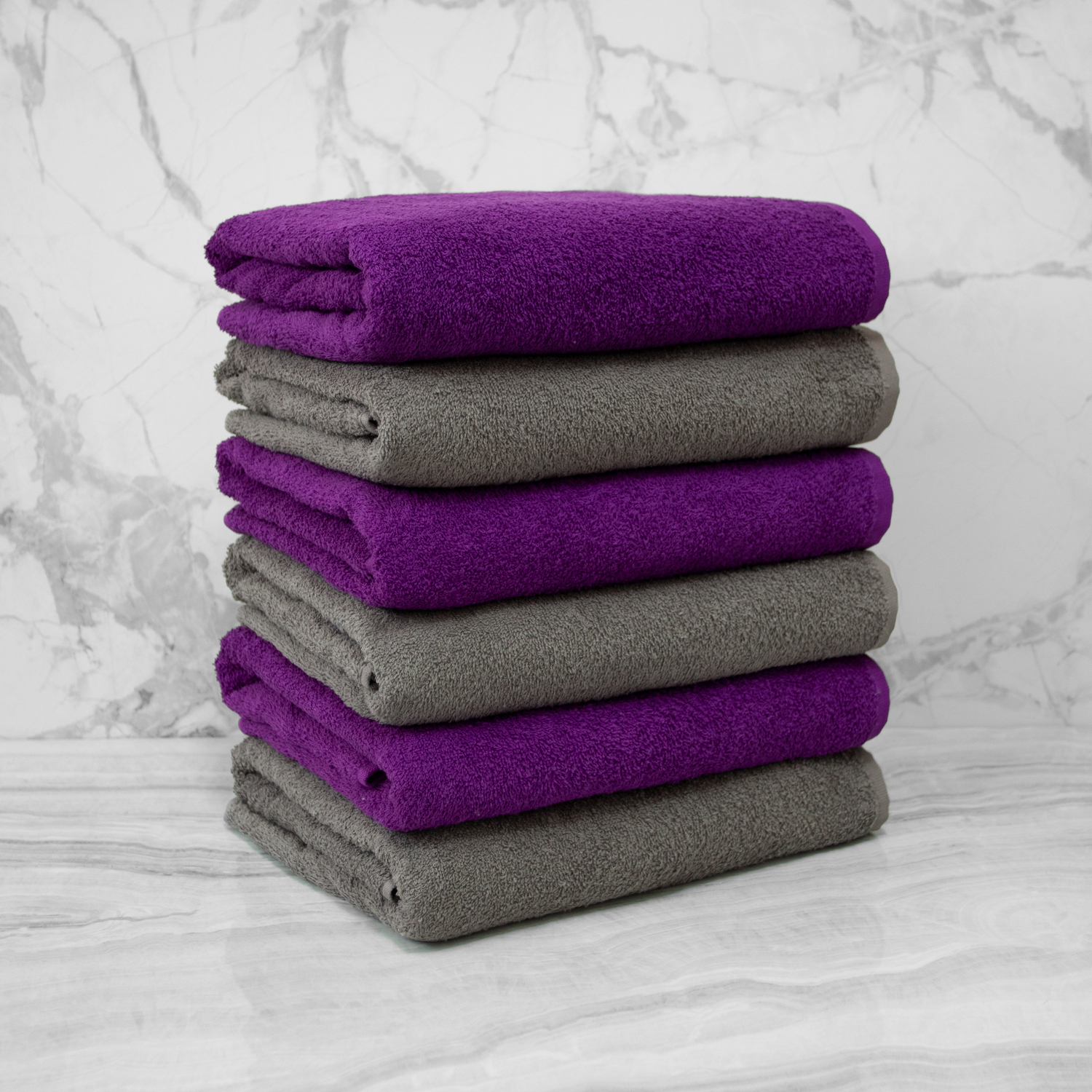 фото Набор из 6 полотенец eleganta venera цвет: серый, фиолетовый (70х130 см - 6 шт)