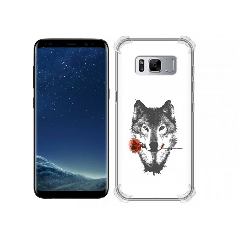 

Чехол MyPads Tocco для Samsung Galaxy S8 волк с розой (PT62300.601.270), Прозрачный, Tocco
