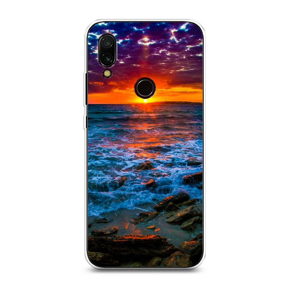 

Чехол на Xiaomi Redmi 7 "Закат 1", Оранжевый;синий, 35050-2