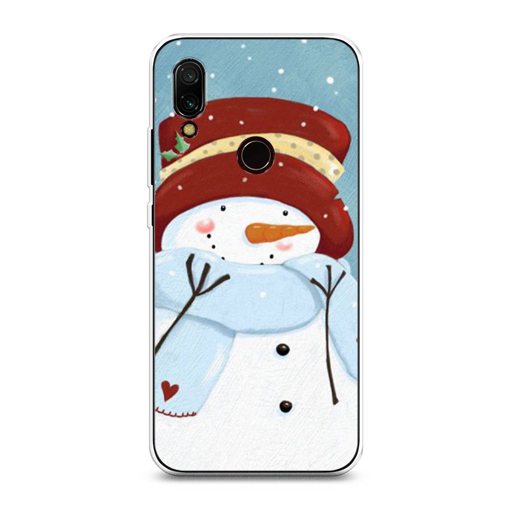 

Чехол на Xiaomi Redmi 7 "Застенчивый снеговик", Голубой;белый;красный, 35050-5