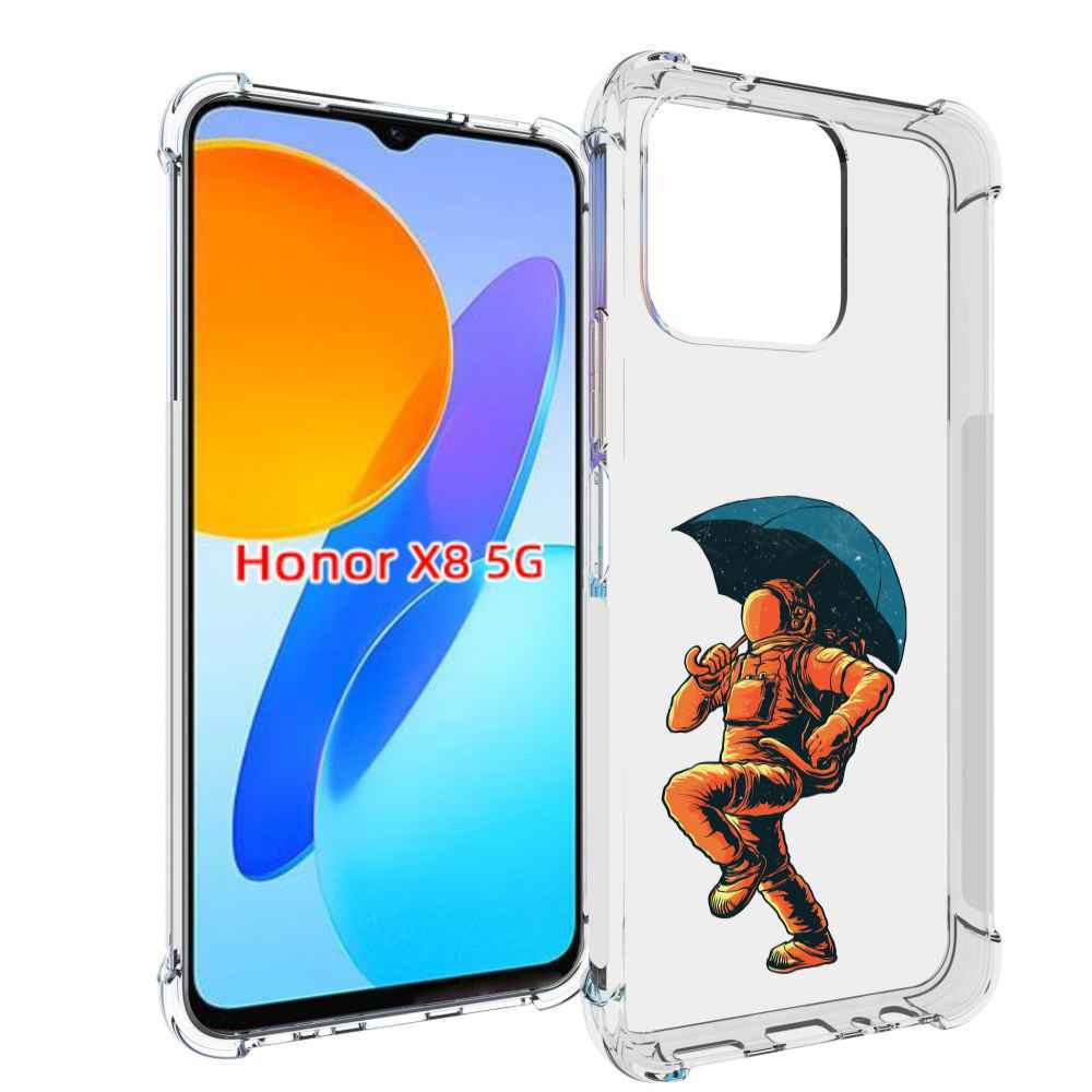 

Чехол MyPads шагающий космонавт с зонтом для Honor X8 5G, Прозрачный, Tocco