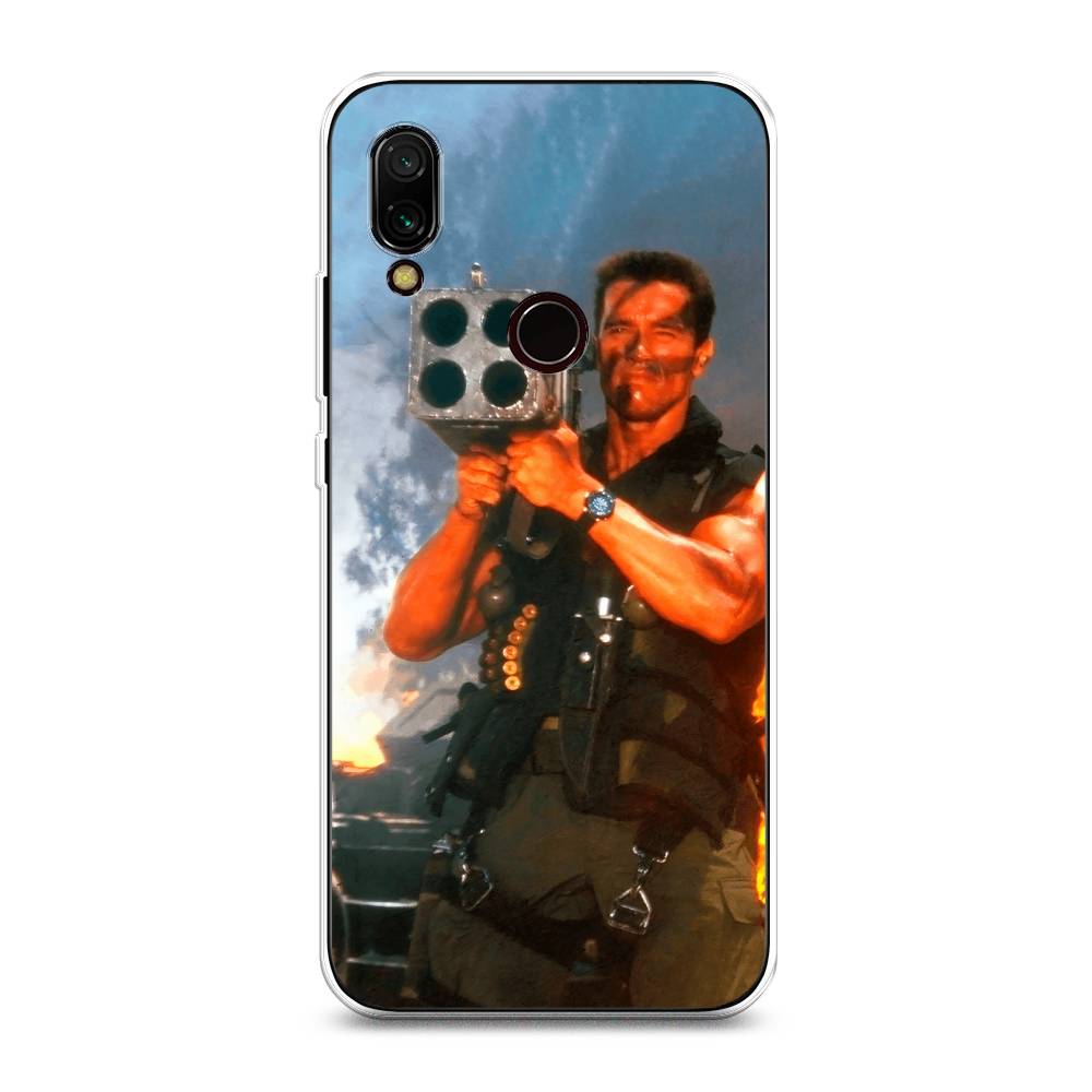 

Чехол на Xiaomi Redmi 7 "Арнольд Шварцнеггер с базукой", Голубой;коричневый, 35050-6