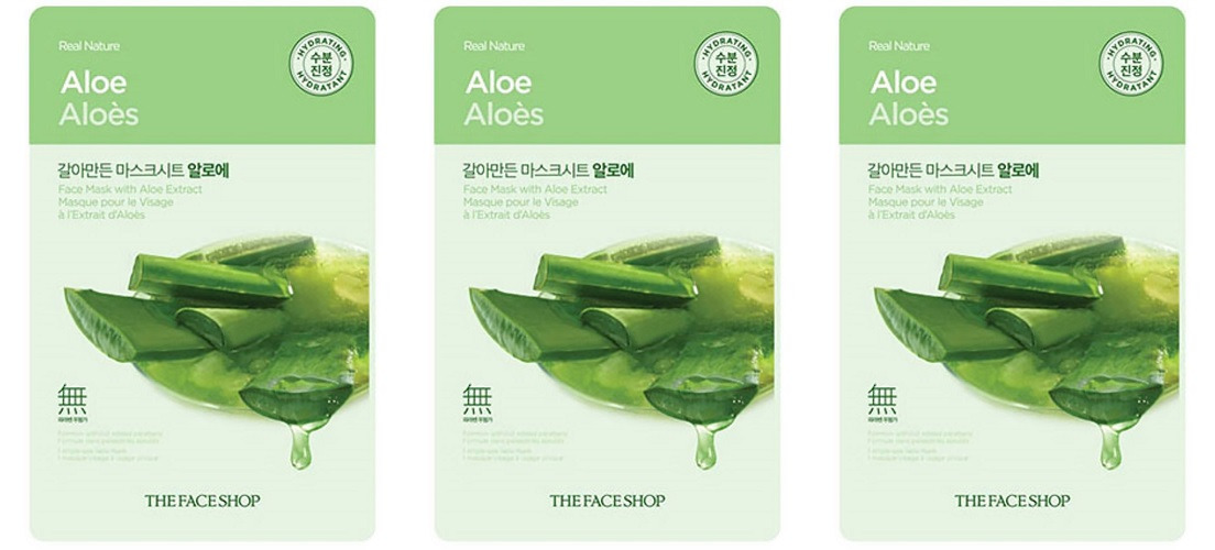 фото Маска для лица тканевая the face shop real nature mask sheet aloe 2017 3шт