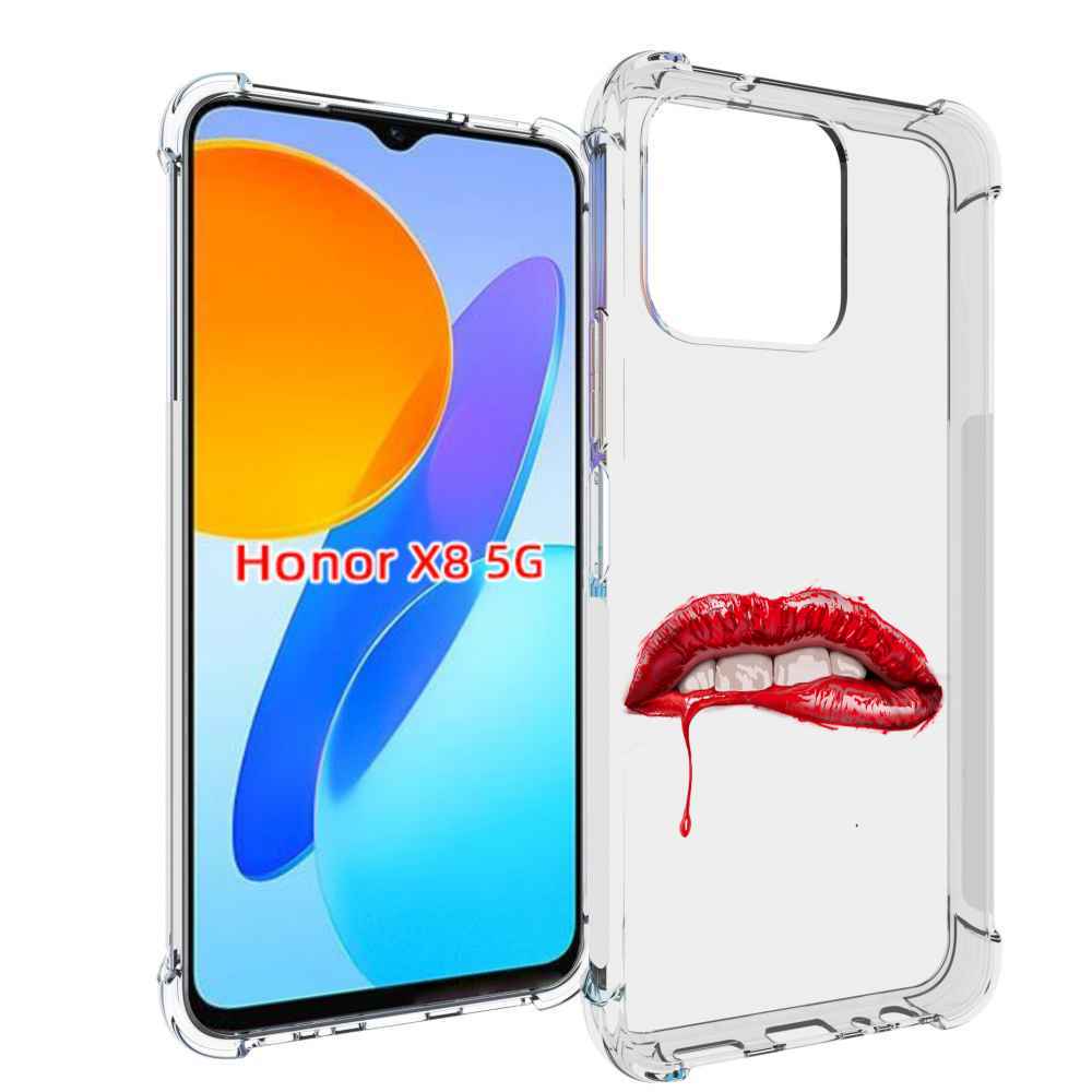 

Чехол MyPads яркие красные губы для Honor X8 5G, Прозрачный, Tocco