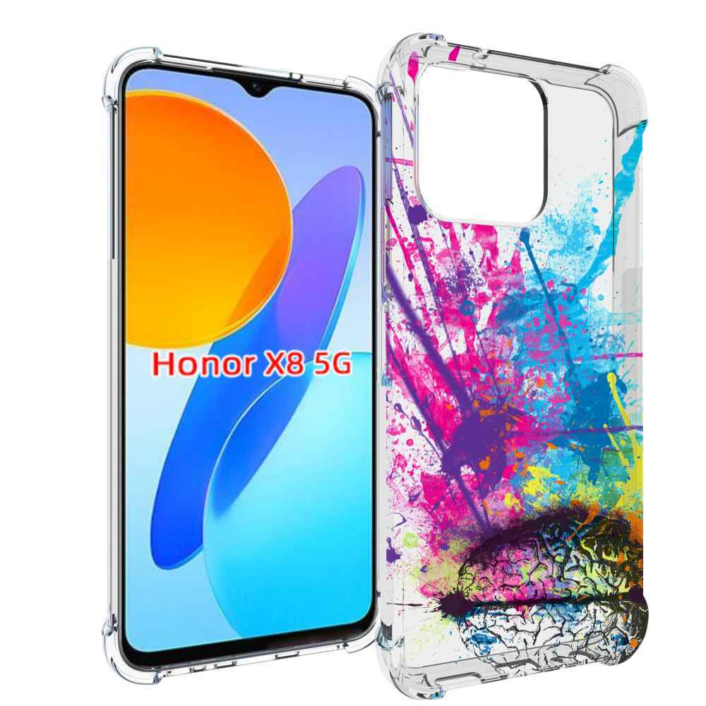 

Чехол MyPads яркий красочный мозг для Honor X8 5G, Прозрачный, Tocco