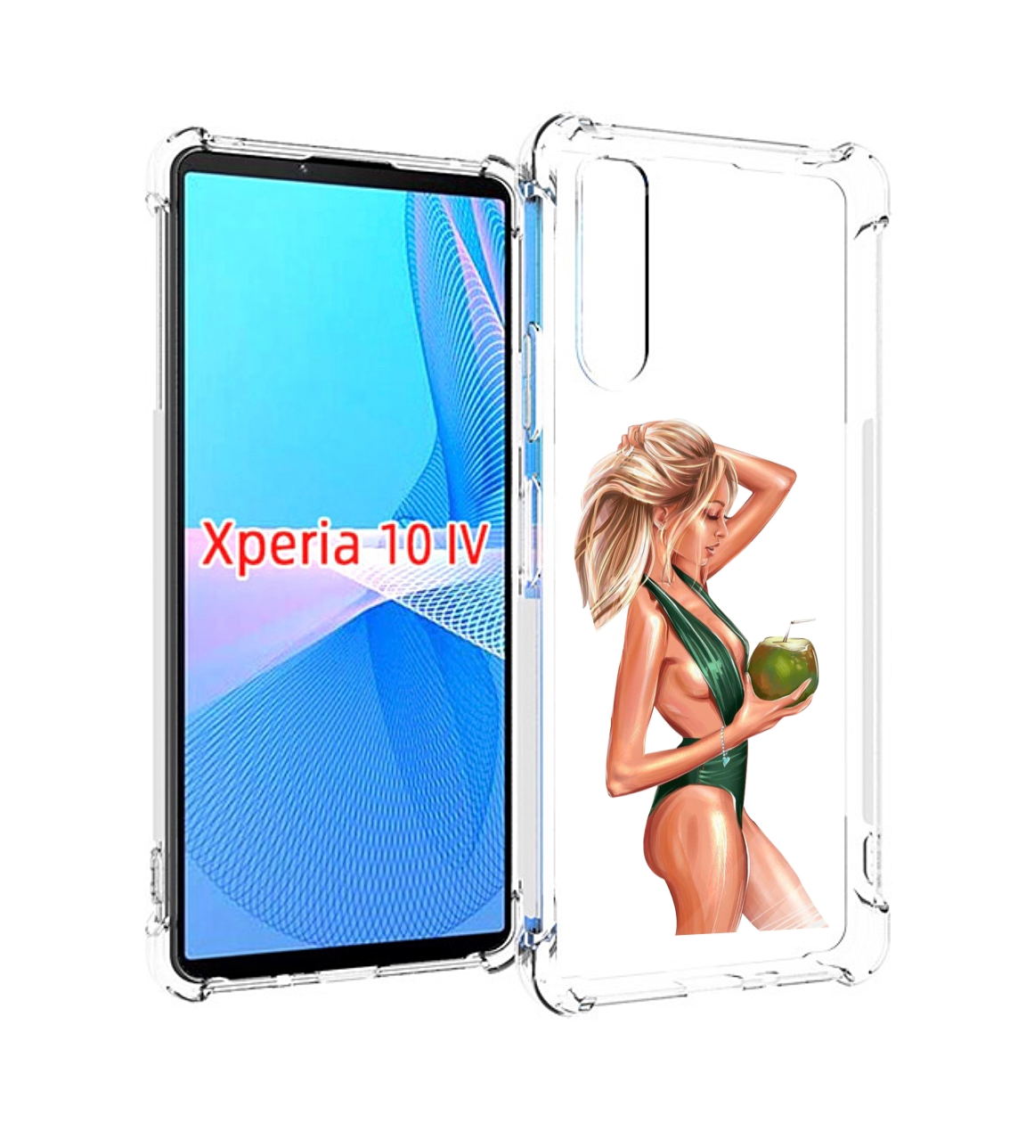 Чехол MyPads девушка-с-кокосом-в-зеленом-купальнике женский для Sony Xperia 10 IV (10-4)