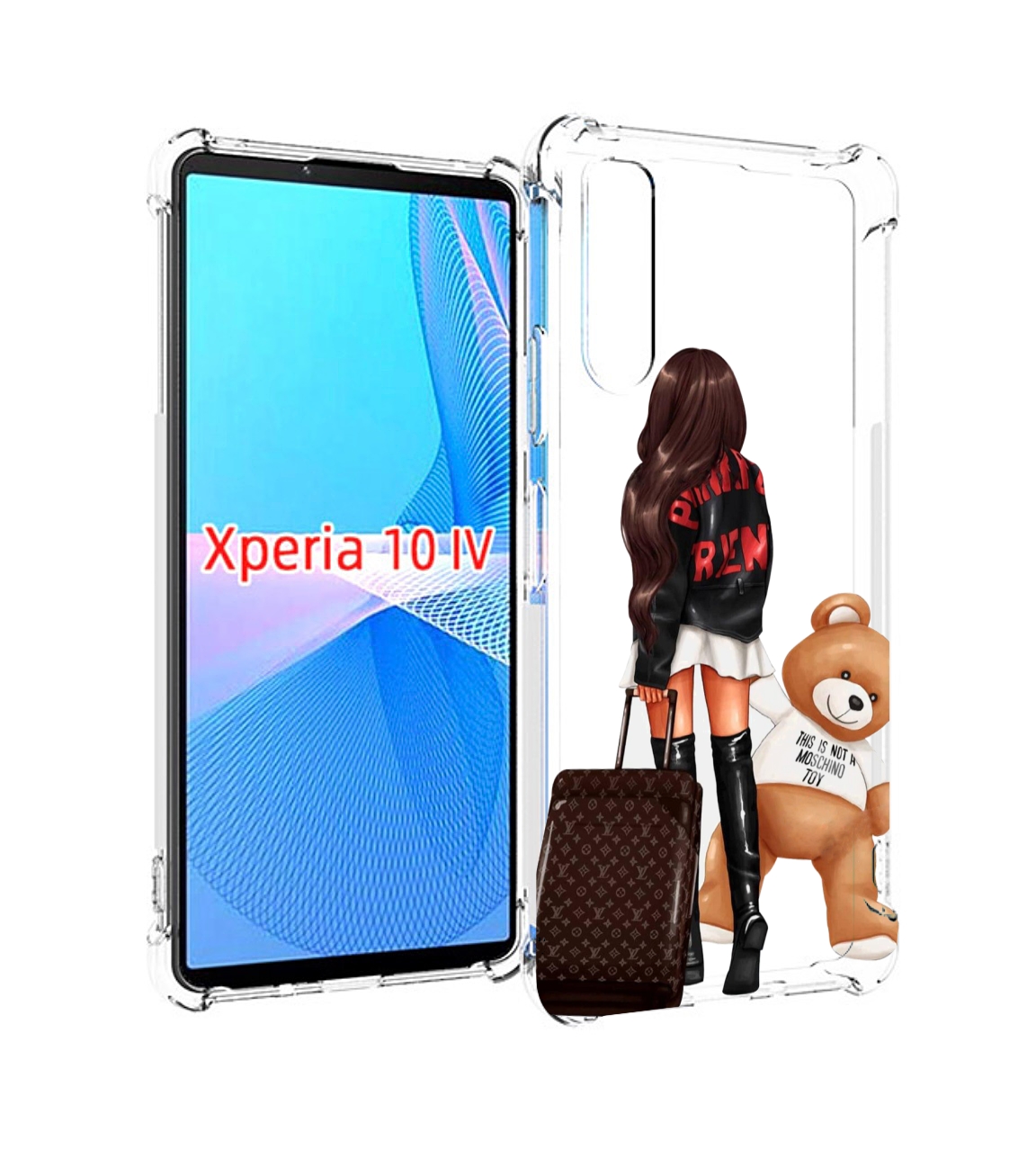 Чехол MyPads девушка-с-модным-чемоданом женский для Sony Xperia 10 IV (10-4)