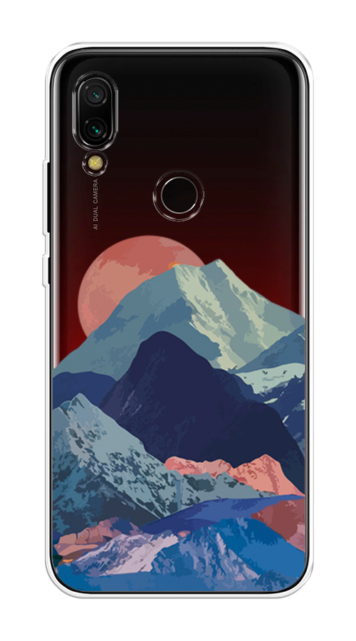 

Чехол на Xiaomi Redmi 7 "Закат в снежных горах", Красный;серый;голубой, 35050-2