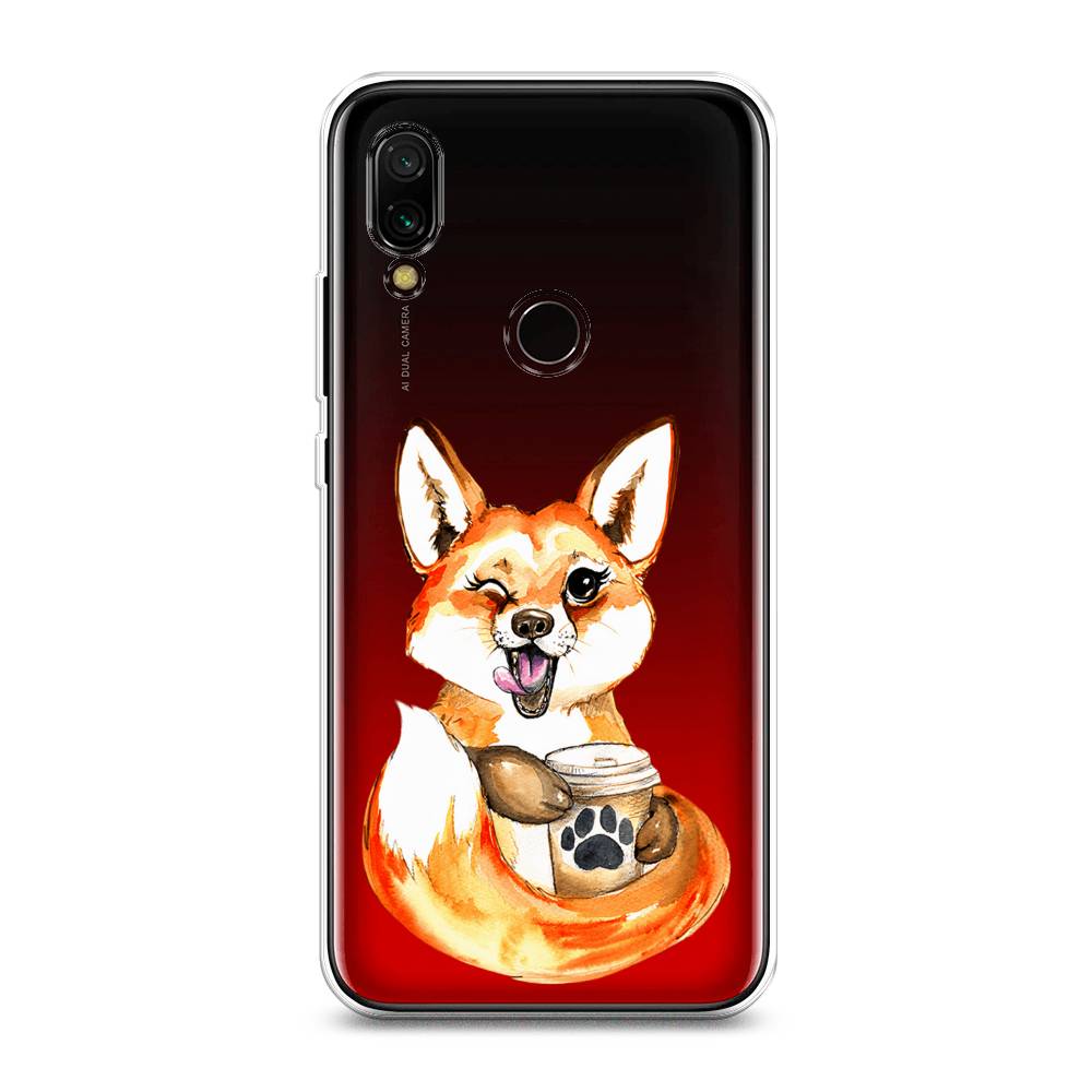 Чехол на Xiaomi Redmi 7 Подмигивающая лиса с кофе