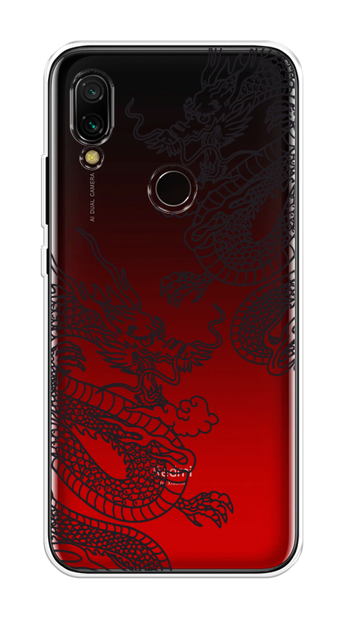 

Чехол на Xiaomi Redmi 7 "Два китайских дракона", Серый;черный, 35050-1