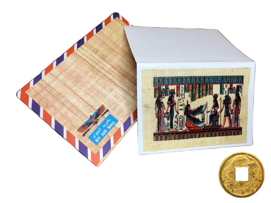 фото Холст из папируса с конвертом №29(11,5 х 8) + монета денежный талисман elg