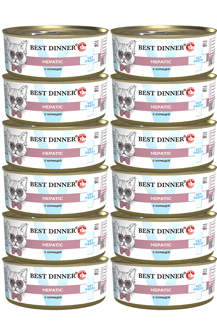 Консервы для кошек Best Dinner Vet Profi Hepatic, с курицей, 12 шт по 100 г