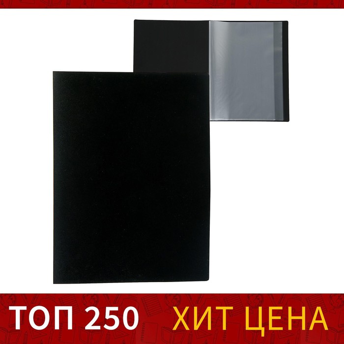 

Папка с 10 вкладышами А4, 500 мкм, Calligrata, текстура "песок", чёрная, (3шт.), Черный