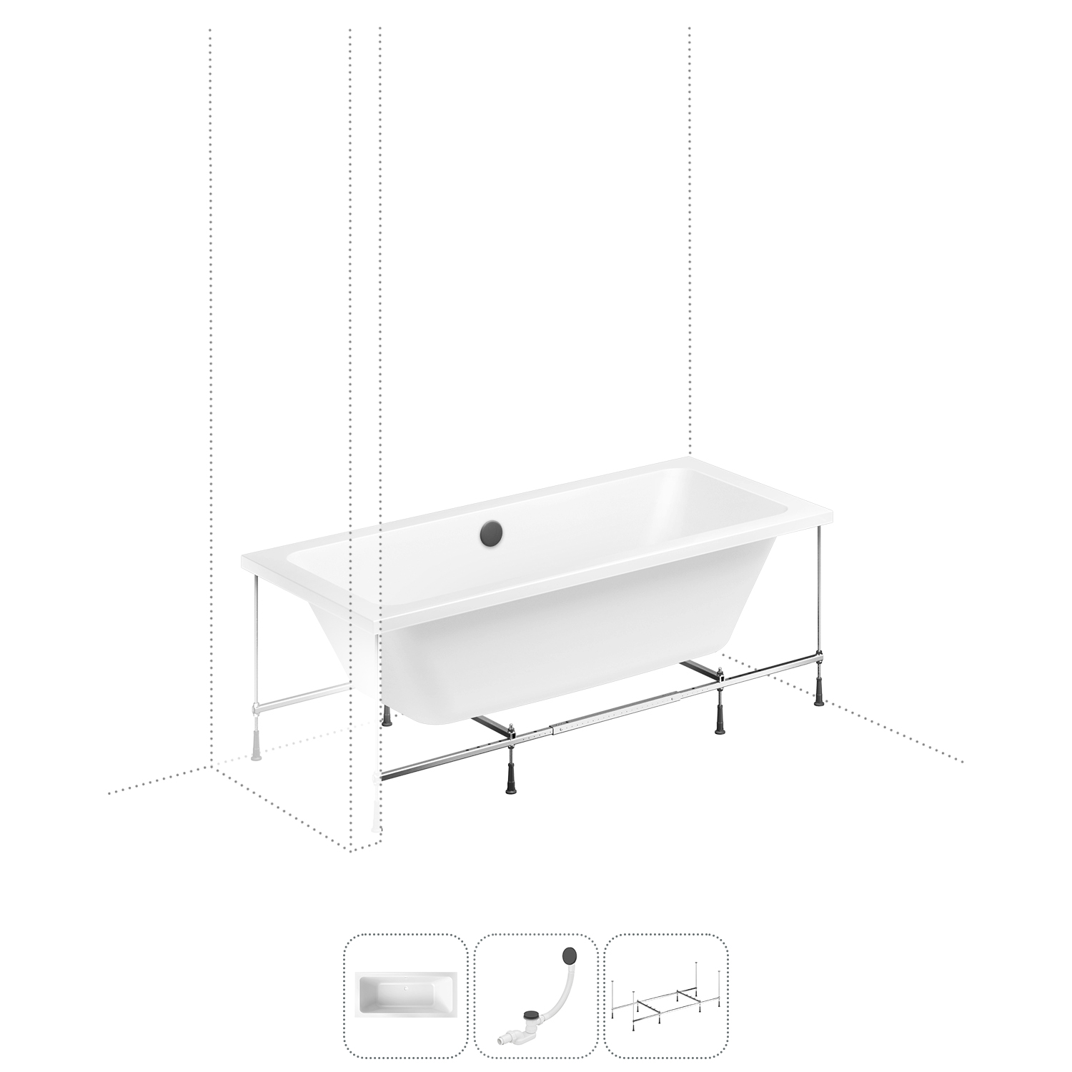 

Акриловая ванна 180x80 см Lavinia Boho Pure 202011027 в наборе 3 в 1, Белый, bath_LB_sifon.Pure.3v1