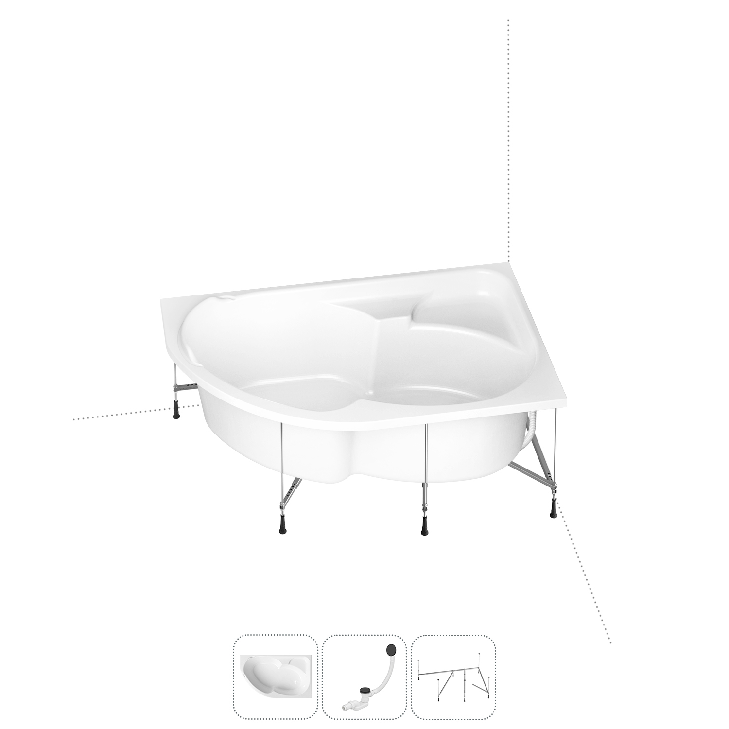 

Угловая ванна акриловая 170x105 Lavinia Boho Grance Hill 202011040 набор 3 в 1, правая, Белый, bath_LB_sifon.Grance Hill.3v1