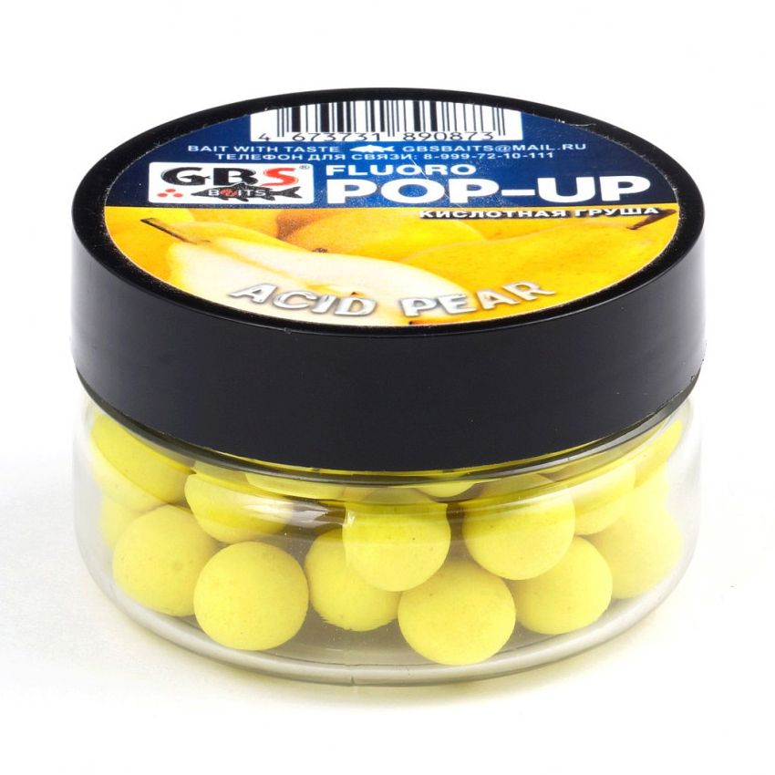 

Бойлы плавающие GBS BaITS Pop-Up 12 мм 50 гр Кислая Груша Оранжевый, плавающие Pop-Up 12 мм