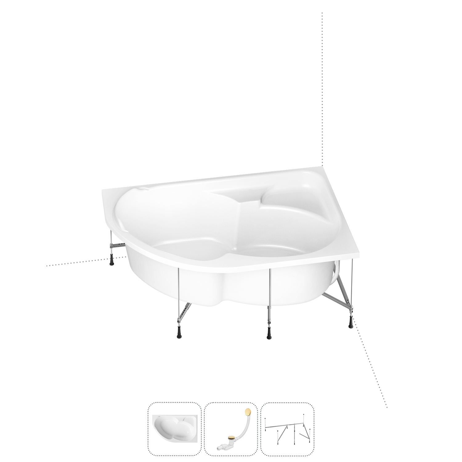 

Угловая ванна акриловая 170x105 Lavinia Boho Grance Hill 202011086 набор 3 в 1, правая, Белый, bath_LB_sifon.Grance Hill.3v1