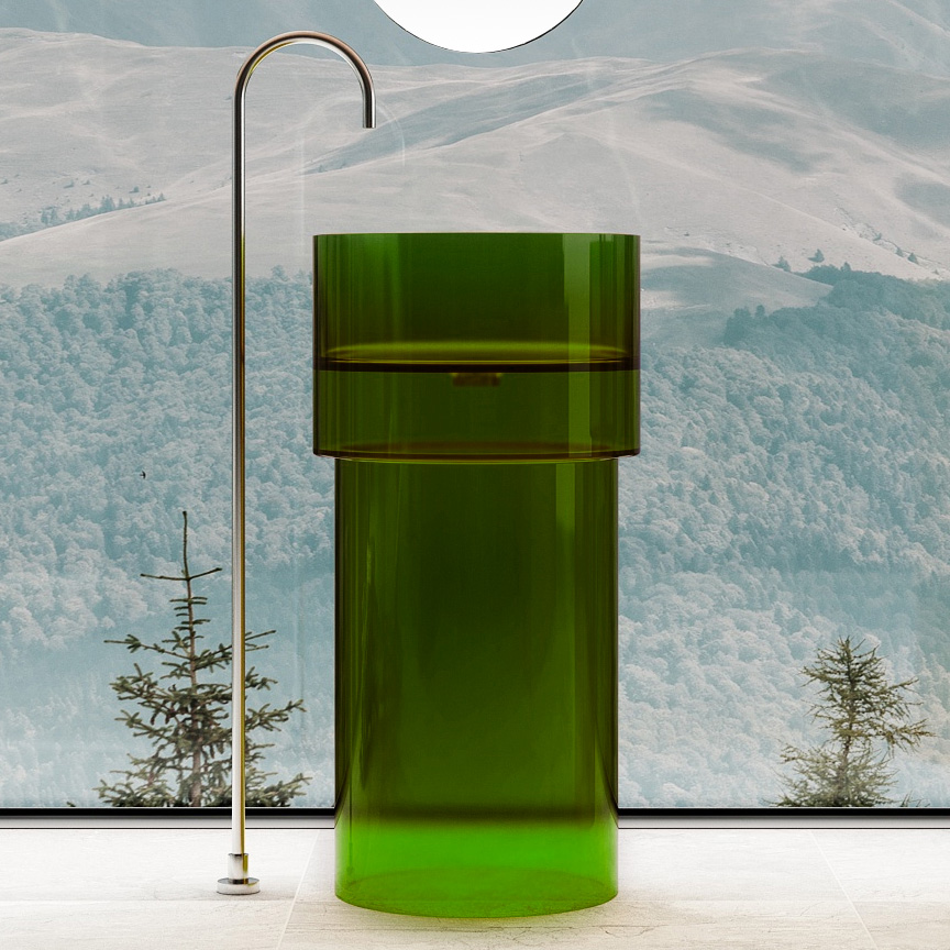 Раковина отдельностоящая прозрачная ABBER Kristall AT2701Emerald-H зеленая корзинка для луковичных круглая d 30 см h 6 см зеленая