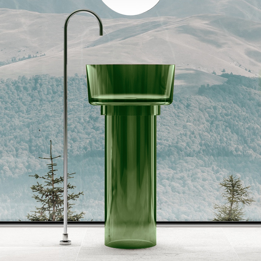 Раковина отдельностоящая прозрачная ABBER Kristall AT2702Emerald-H зеленая корзинка для луковичных круглая d 30 см h 6 см зеленая