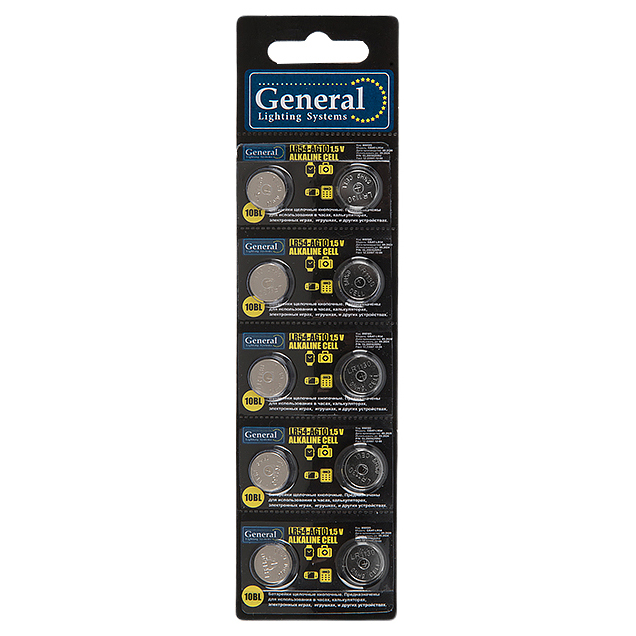 

General Lighting Systems Батарейка GBAT-LR43 (AG12) кнопочная щелочная 800581
