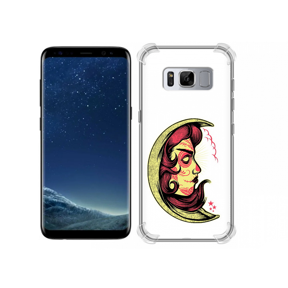 

Чехол MyPads Tocco для Samsung Galaxy S8 желтый полумесяц с лицом девушки, Прозрачный, Tocco