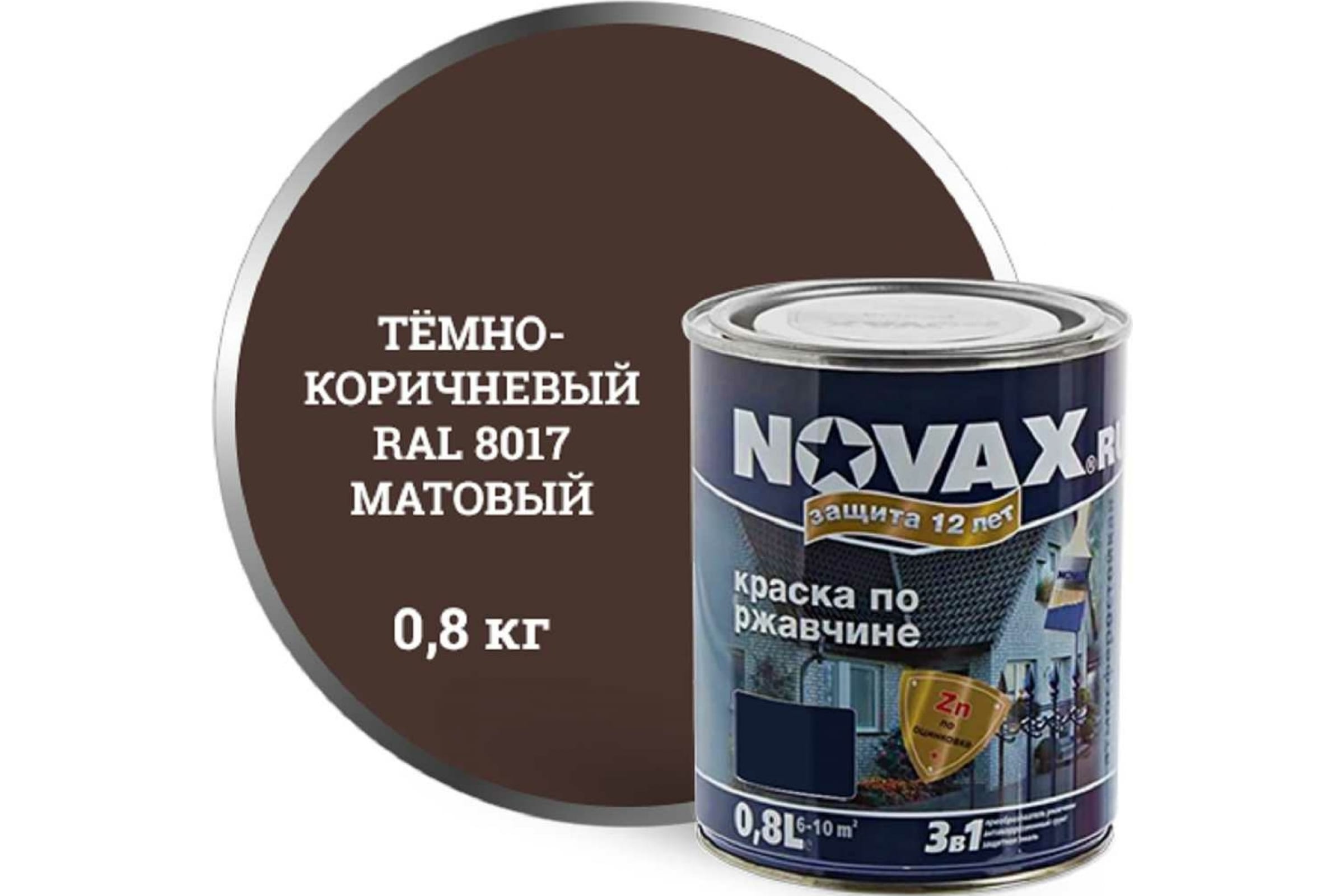 Goodhim Грунт Эмаль 3в1 novax темно-коричневый RAL 8017 матовая, 0,8 л. 39702