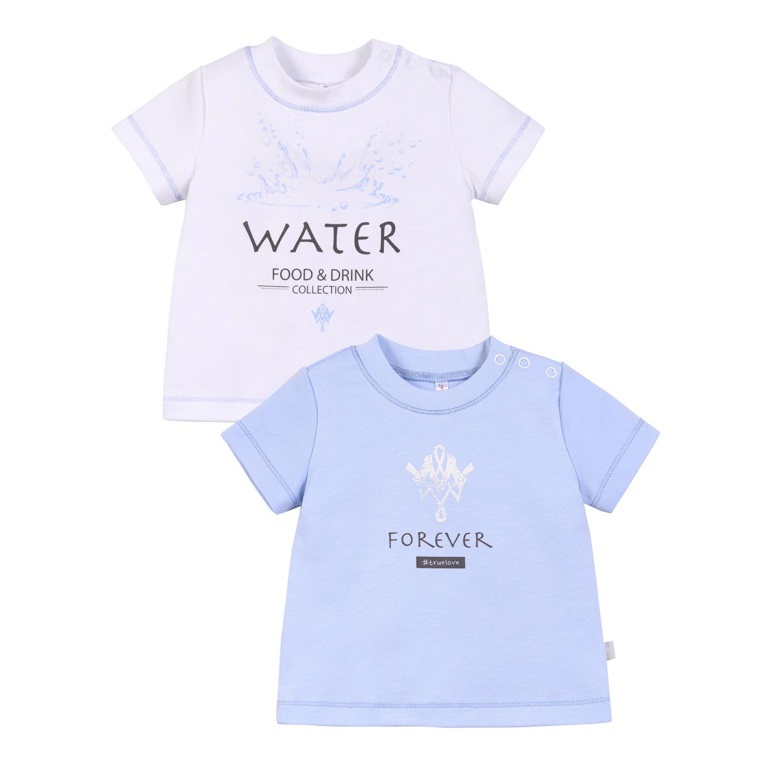 фото Комплект для детей - футболки 2шт. 21-13010 вода, интерлок, мамуляндия белый; голубой 80