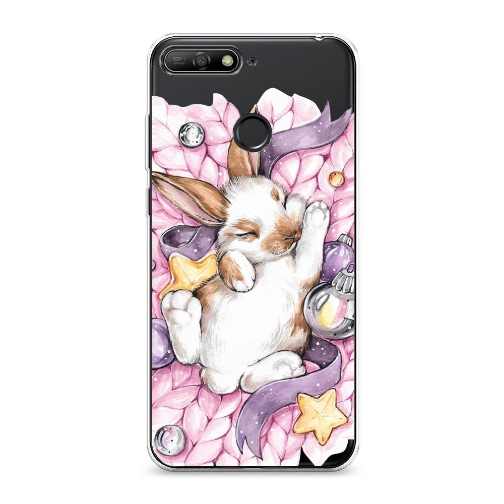 

Чехол на Honor 7C "Кролик спит", Розовый;белый, 65750-5