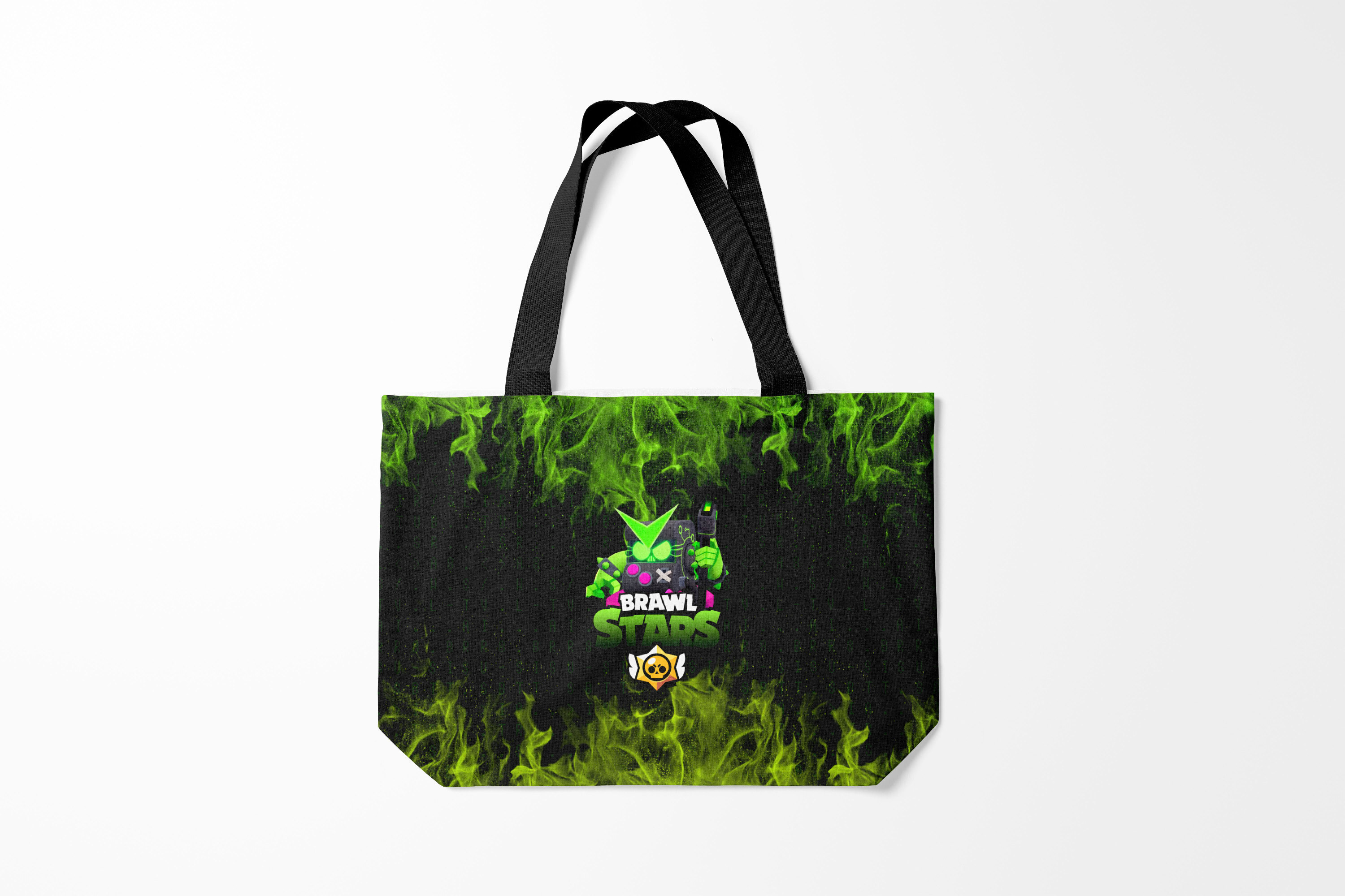 

Сумка шoппер унисекс Burnettie Brawl Stars Virus 8 Bit, черный; зеленый, Brawl Stars Virus 8 Bit