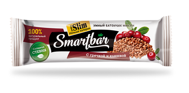 фото Батончик smart bar slim с гречкой и клюквой 25 г smartbar