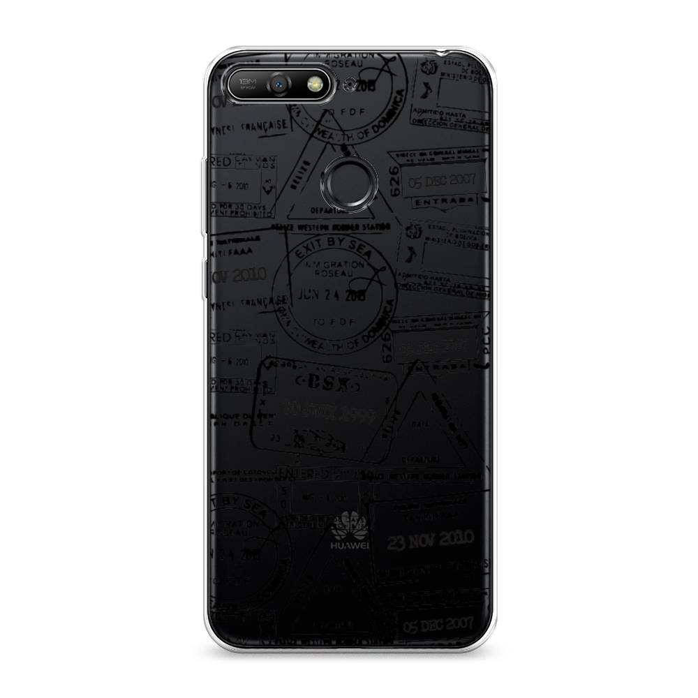 

Чехол на Honor 7C "Visa stamps 2", Белый;черный;серый, 65750-2