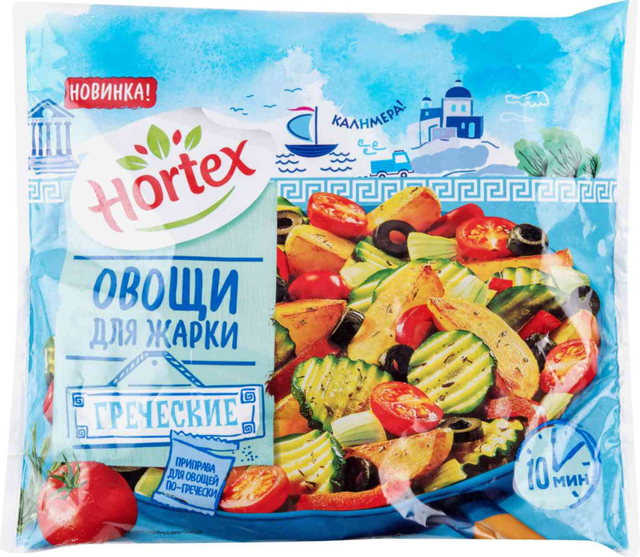 Смесь овощная Hortex греческие овощи для жарки, быстрозамороженная, 400 г