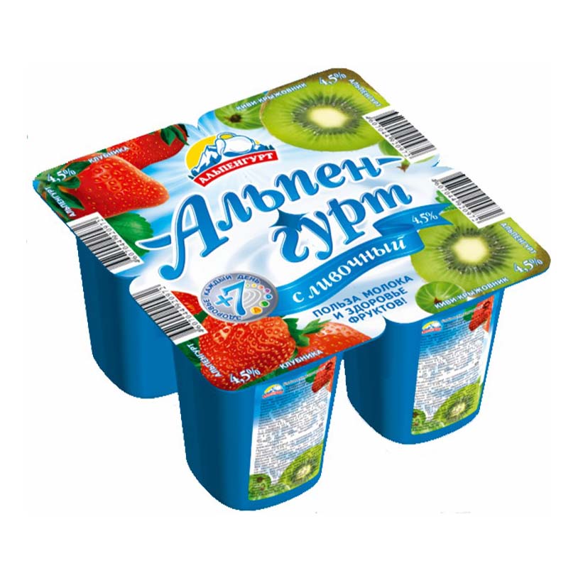 

Продукт йогуртный Альпенгурт клубника киви- крыжовник 4,5% БЗМЖ 100 г