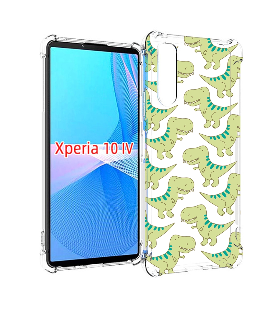 

Чехол MyPads зеленые-динозаврики для Sony Xperia 10 IV (10-4), Прозрачный, Tocco