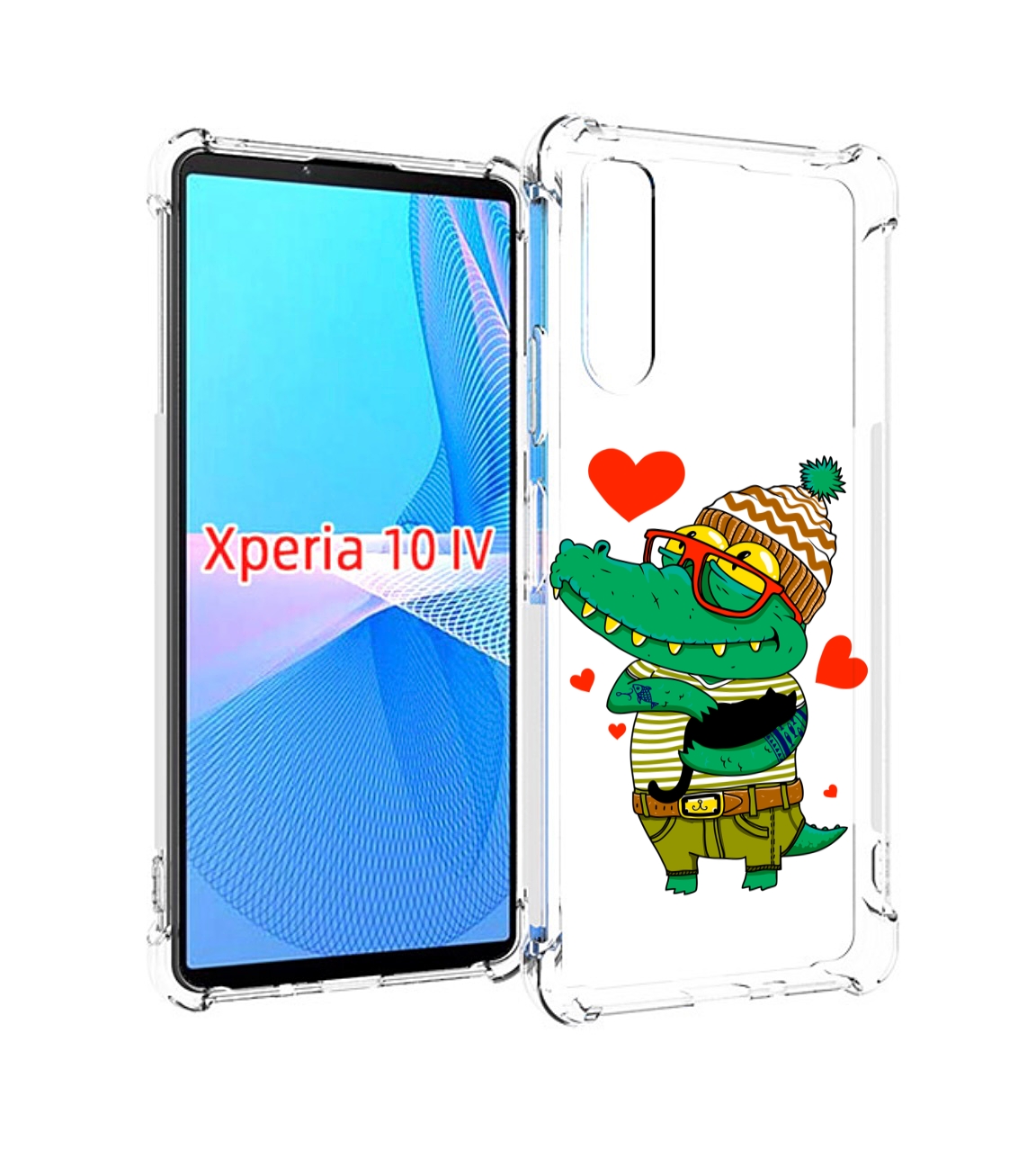 Чехол MyPads зеленый-крокодильчик-в-красной-оправе для Sony Xperia 10 IV (10-4)