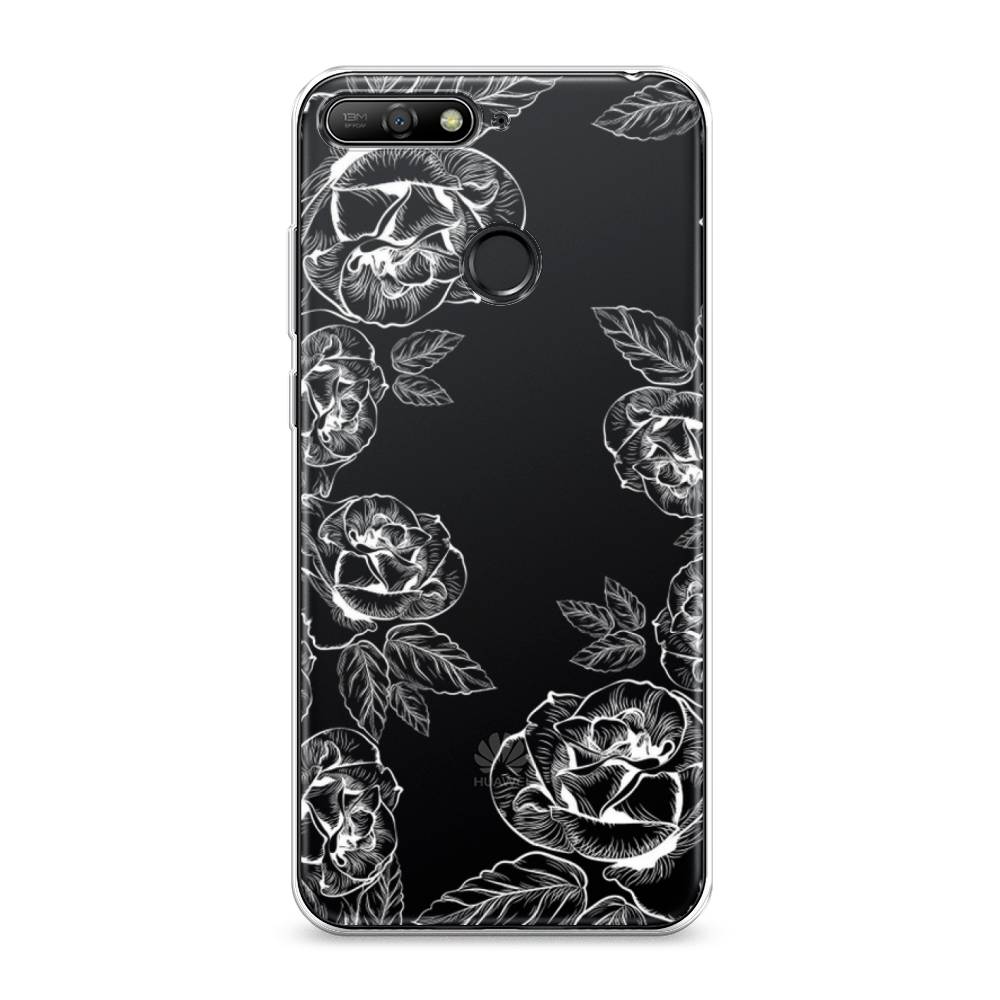 

Чехол на Honor 7C "Розы графика", Черный;серый, 65750-2