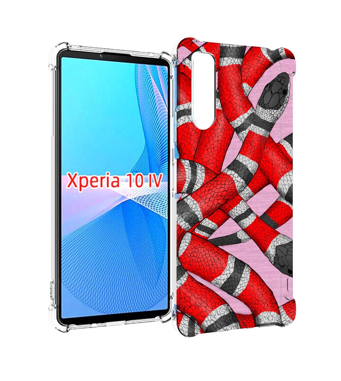 

Чехол MyPads змея-красно-черно-белый для Sony Xperia 10 IV (10-4), Прозрачный, Tocco