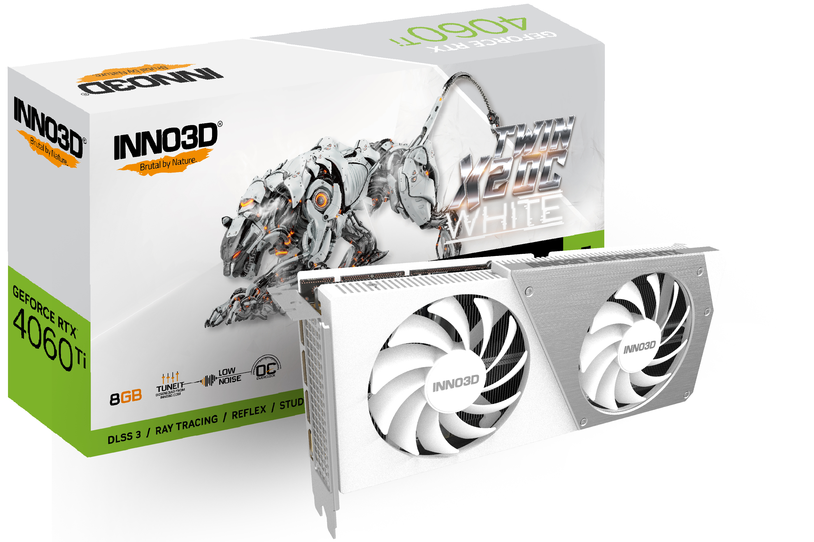 Видеокарта Inno3D GeForce RTX 4060 Ti 8GB TWIN X2 OC WHITE (N406T2-08D6X-171153W)