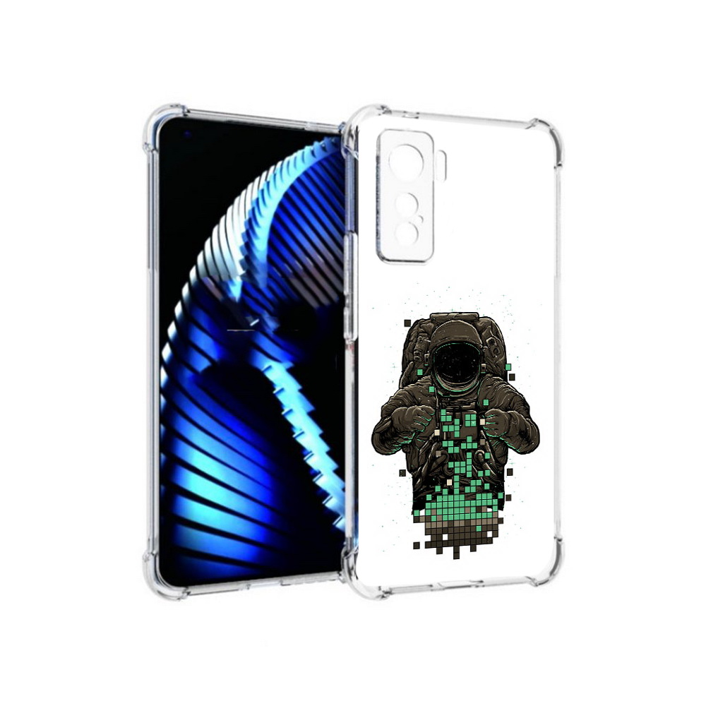 

Чехол MyPads Tocco для Vivo iQOO 5 космонавт с пикселями, Прозрачный, Tocco