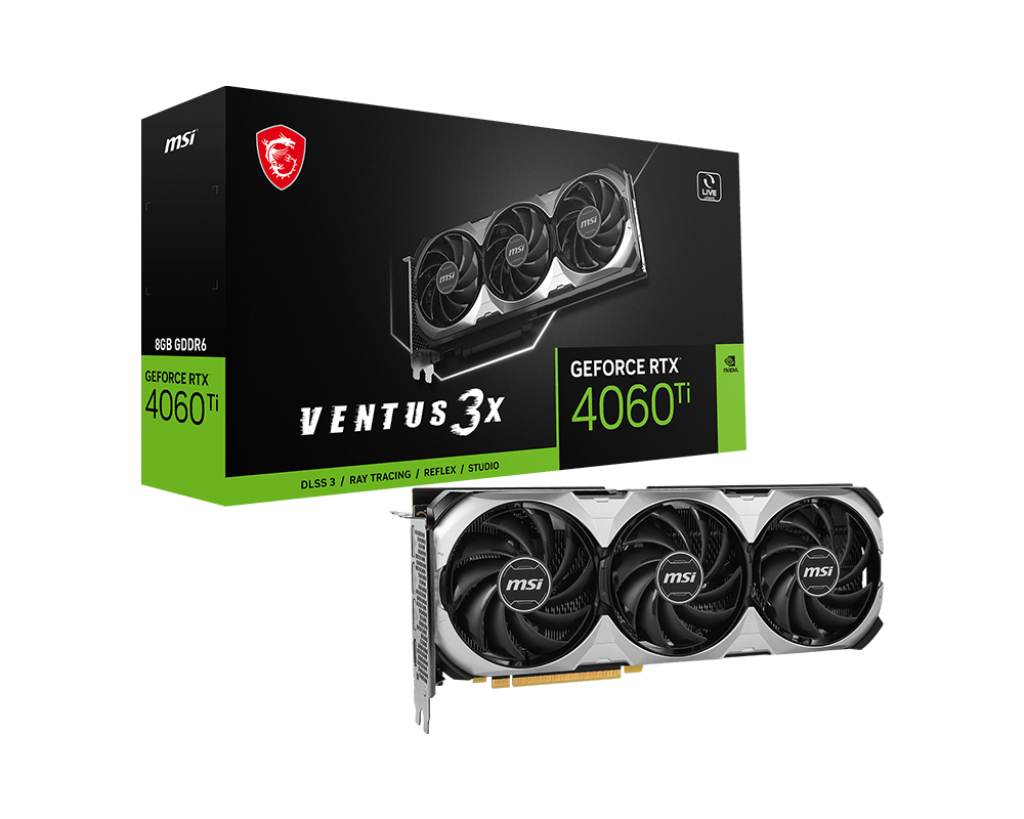

Видеокарта MSI NVIDIA GeForce RTX 4060 Ti VENTUS 3X, Черный;серый, GeForce RTX 4060 Ti VENTUS 3X